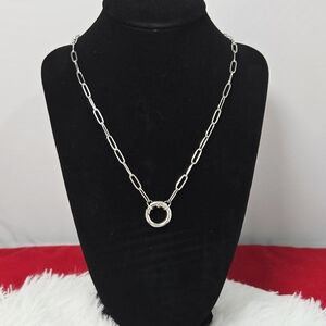 Paperclip Chain Necklace O-Ring Carabiner Stainless Steel Charm Holder Minimal